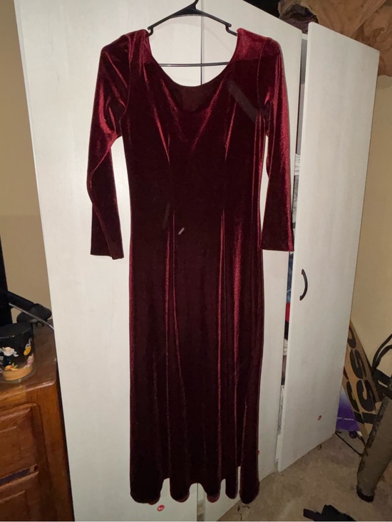 Carol Anderson Dresses & Skirts - Long Sleeve Velvet Maxi Dress in Deep Burgundy